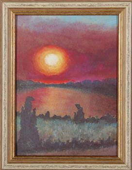 Heinz Dodenhoff, Worpswede, "Sonnenuntergang über Moorsee"