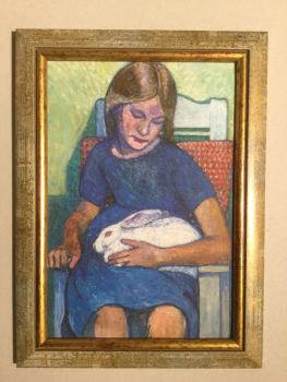 Heinrich Vogeler, Worpswede, "Mädchen mit weißem Kaninchen"