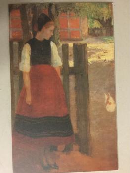 Fritz Mackensen, Worpswede, "Mädchen am Gartenzaun", 1897