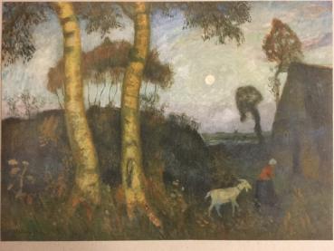 Otto Modersohn, Worpswede, "Abend im Moor", 1900 (Bäuerin mit Ziege)