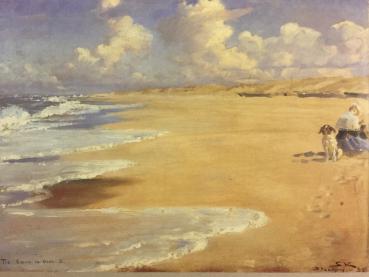 Peder Severin Kroyer,1851 - 1909, Skagen, "Steubjerg Strand mit der Malerin Marie Kroyer", 1889
