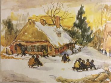 Lisel Oppel, Worpswede, "Winterfreuden", 1952