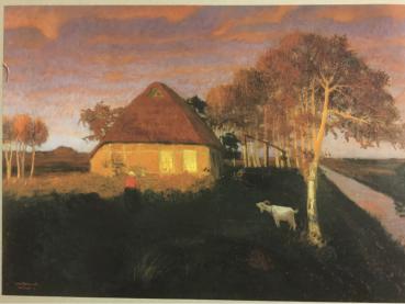 Hans am Ende, Worpswede, "Moorkate in der Abendsonne", 1899