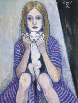 Heinrich Vogeler "Mädchen mit Katze"