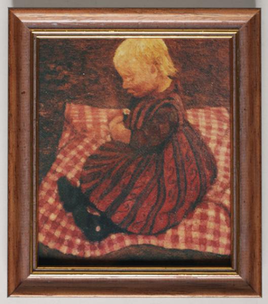 Paula Modersohn-Becker, "Kleines Mädchen auf rotgewürfeltem Kissen, um 1904"