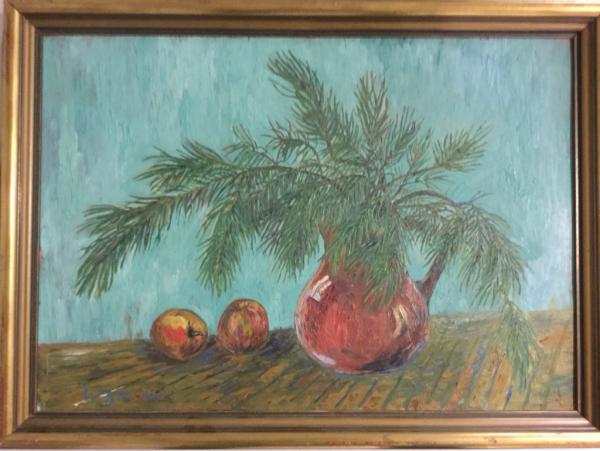 Walter Hundt, 1897 - 1975, Ohlenstedt, "Tannenzweig mit Äpfeln"