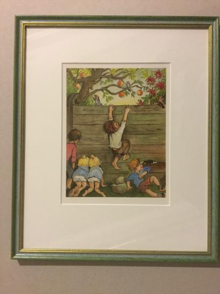 Charlotte Zurek-Schenk, Worpswede, Kunstdruck "Kinder beim Apfel stehlen"