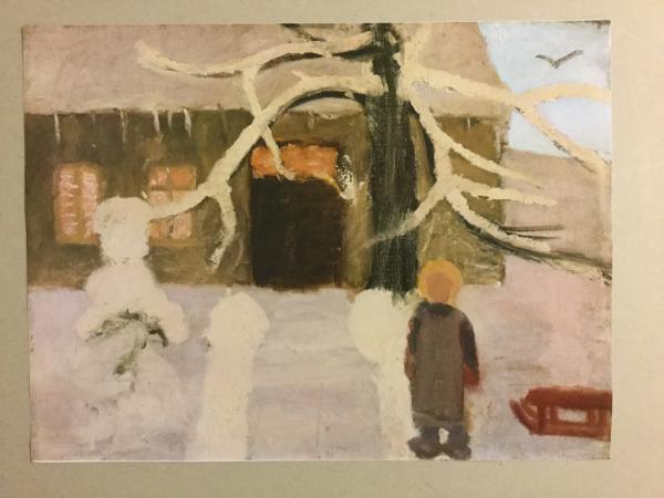 Paula Modersohn-Becker, Worpswede, "Junge mit Schlitten im Schnee"
