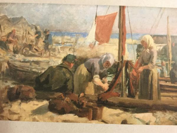 Laurits Tuxen, 1857-1927, Skagen, "Im Hafen von Skagen"