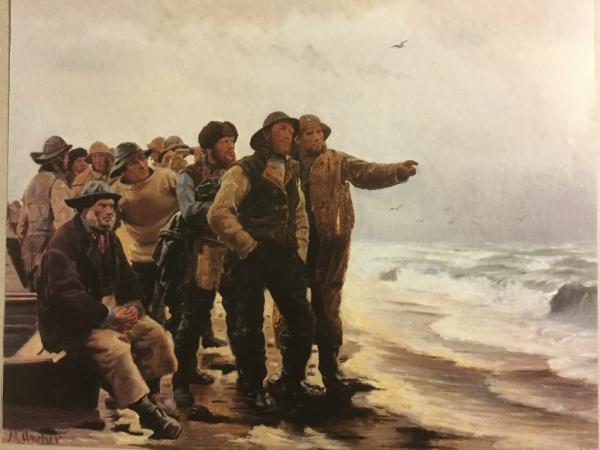 Michael Ancher, 1849 - 1927, Skagen, "Wird er es schaffen", 1879