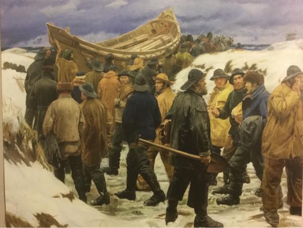 Michael Ancher, 1849 - 1927, Skagen, "Das Boot wird ins Wasser gebracht"