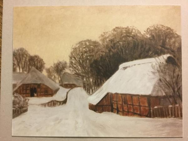 Hans am Ende, Worpswede, "Winter in Worpswede mit Slottschüün", um 1900